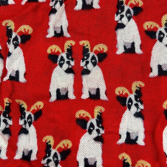 NWT Crown & Ivy Frenchie French Bulldog Red Tasseld Large Scarf - Picture 2 of 6